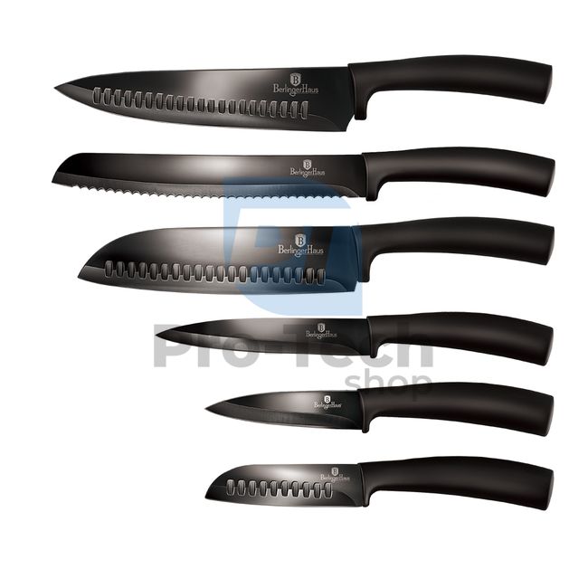 6-részes rozsdamentes acél konyhai kés készlet BLACK 20369