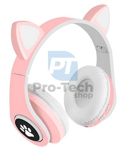 Vezeték nélküli fejhallgató macskafüllel - rózsaszín 73987