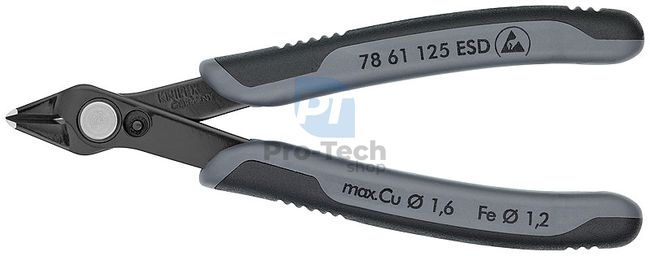 Electronic Super Knips® fogó ESD fekete bevonattal 125mm KNIPEX 13472